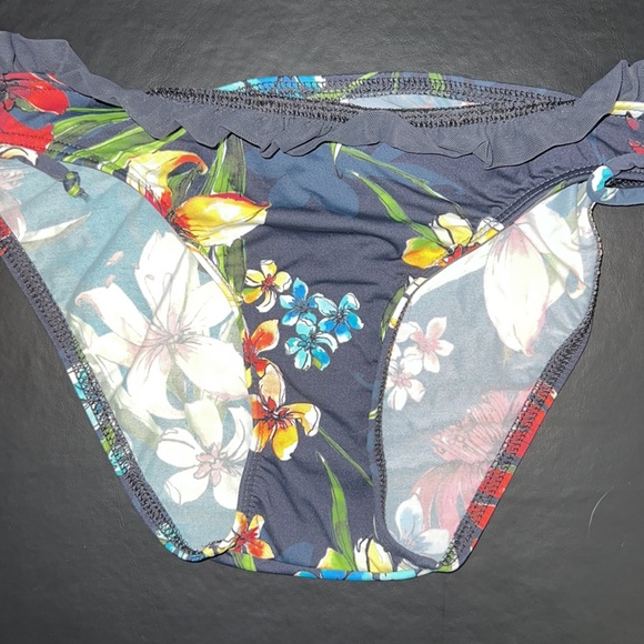 JETS by Jessika Allen Navy Floral Ruffle Tieside Bikini Bottom US Sz 6 - NWT! - Picture 2 of 9